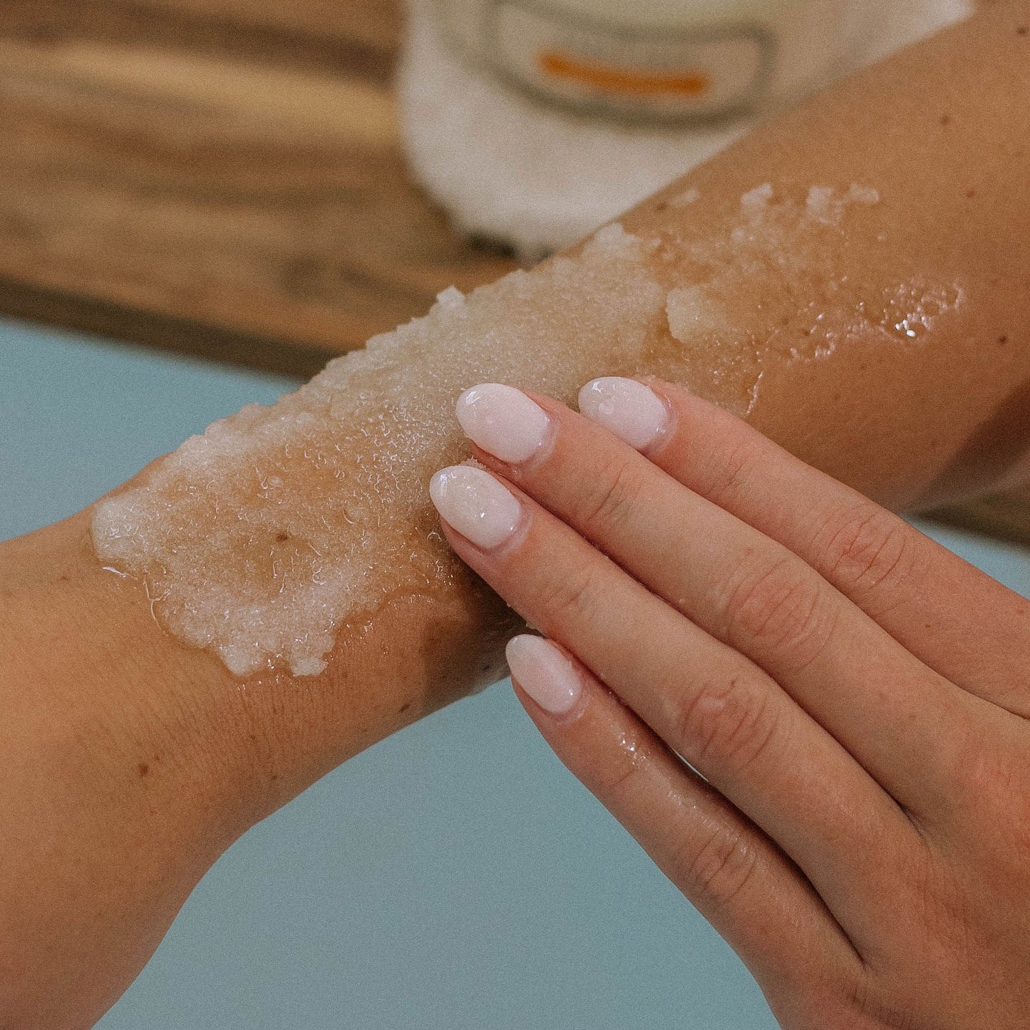 Sugar Scrub on arm