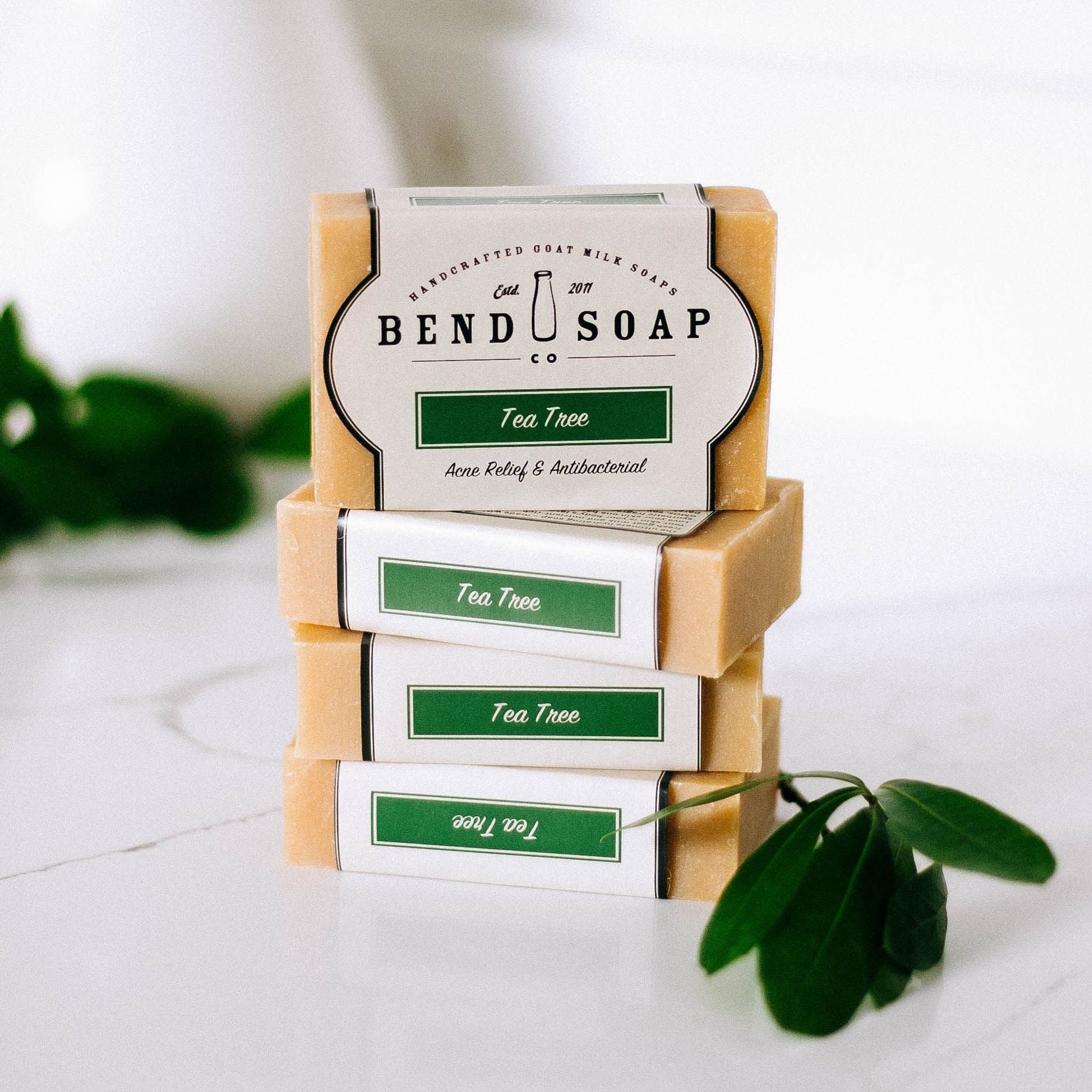 Tea Tree Goat Milk Soap stack of four bars