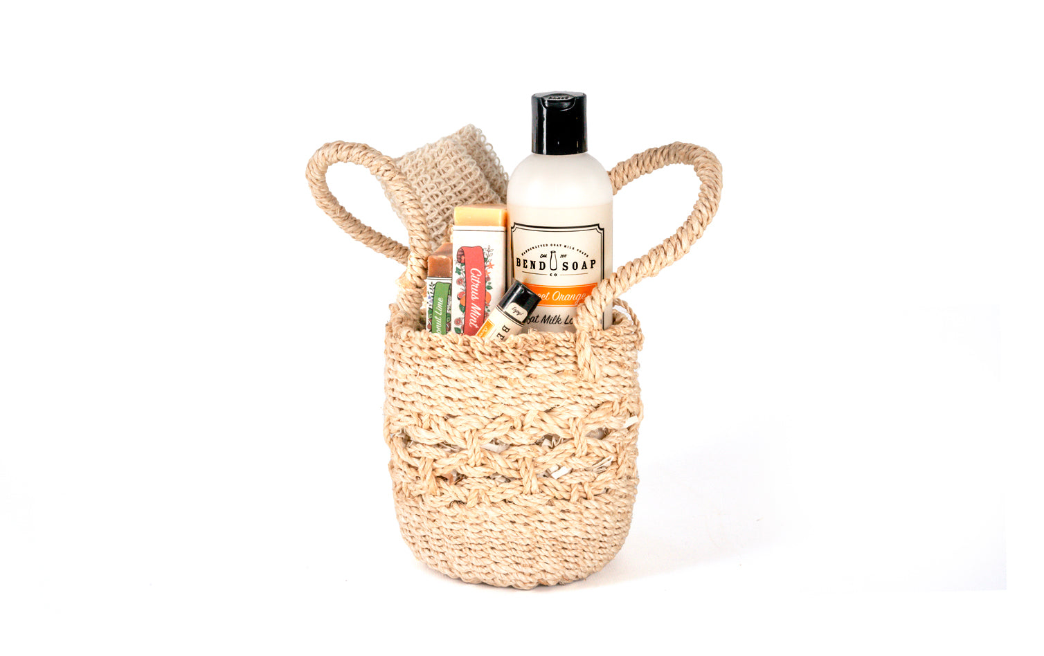Assorted Goat Milk Soap Products in a Woven Basket