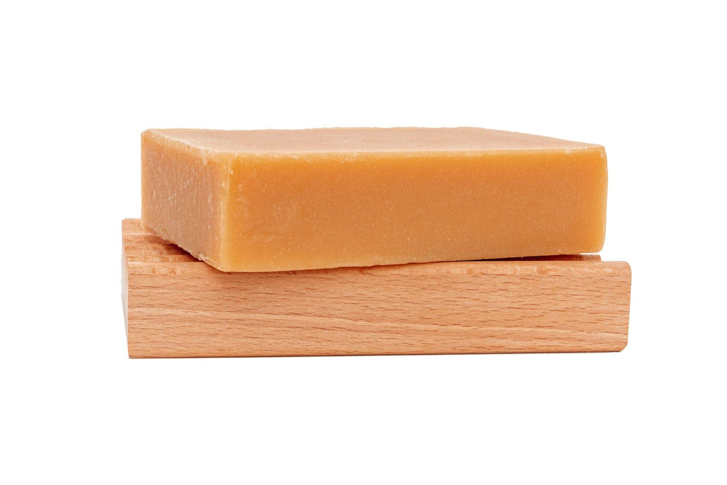 Unscented Goat Milk Soap Bar on an All Natural Wooden Soap Dish