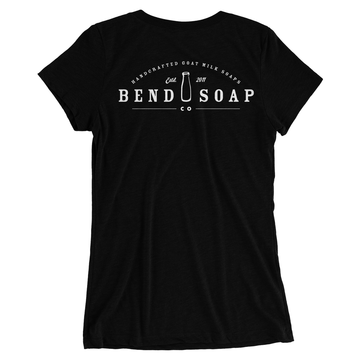 Back view of the Black Female Bend Soap Tee-shirt