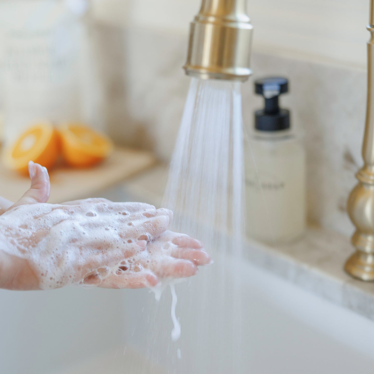 foaming goat milk liquid soap for hand washing at every sink