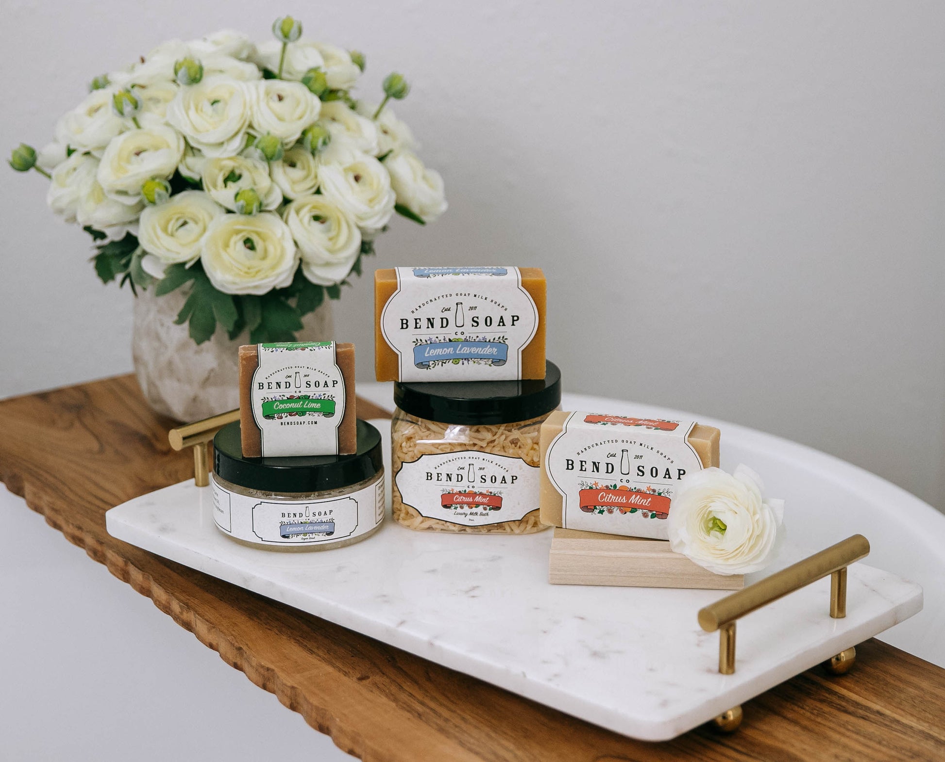 gift set of goat milk bath products