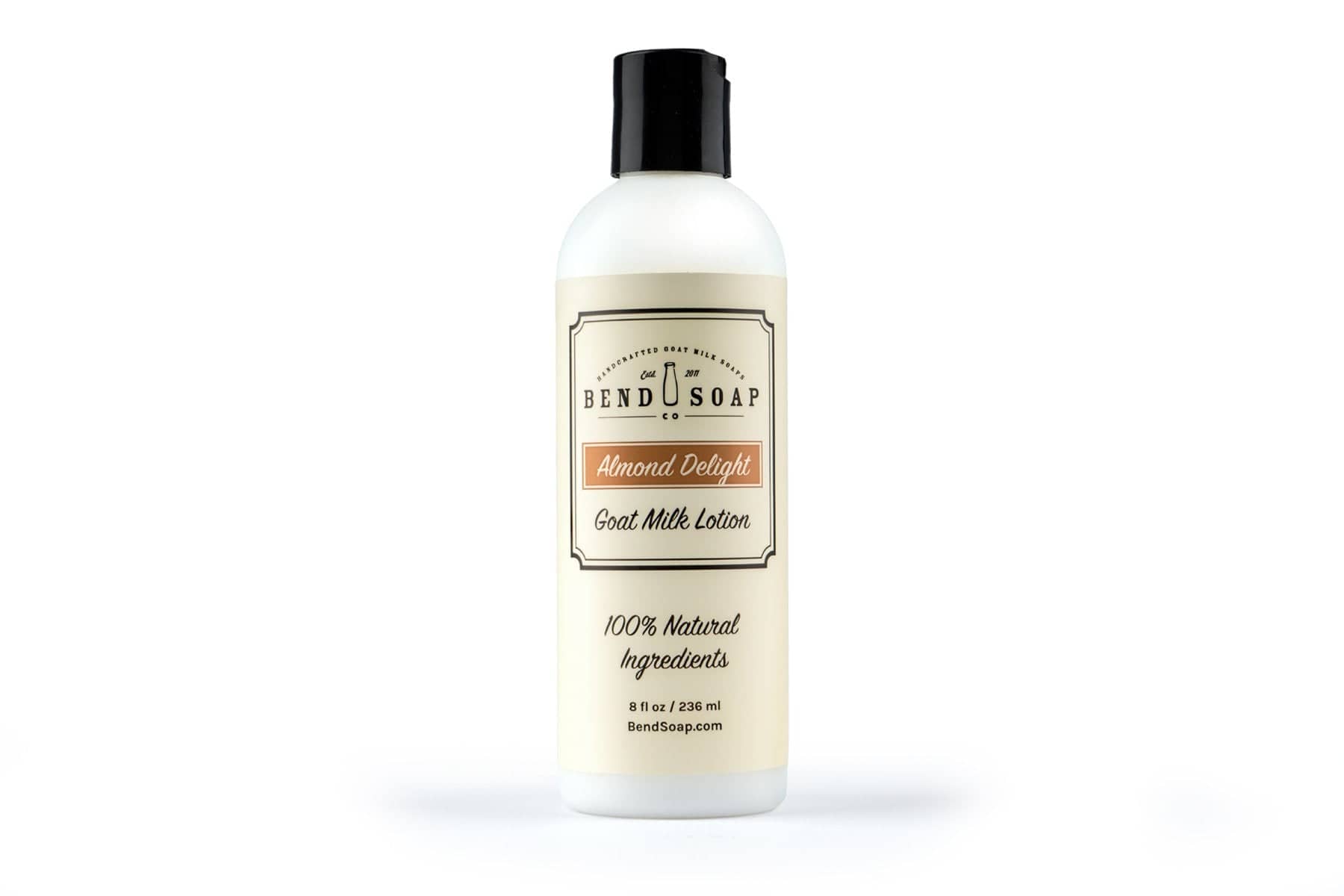 Bend Soap Company Almond Delight Goat Milk Lotion Bottle on White Background