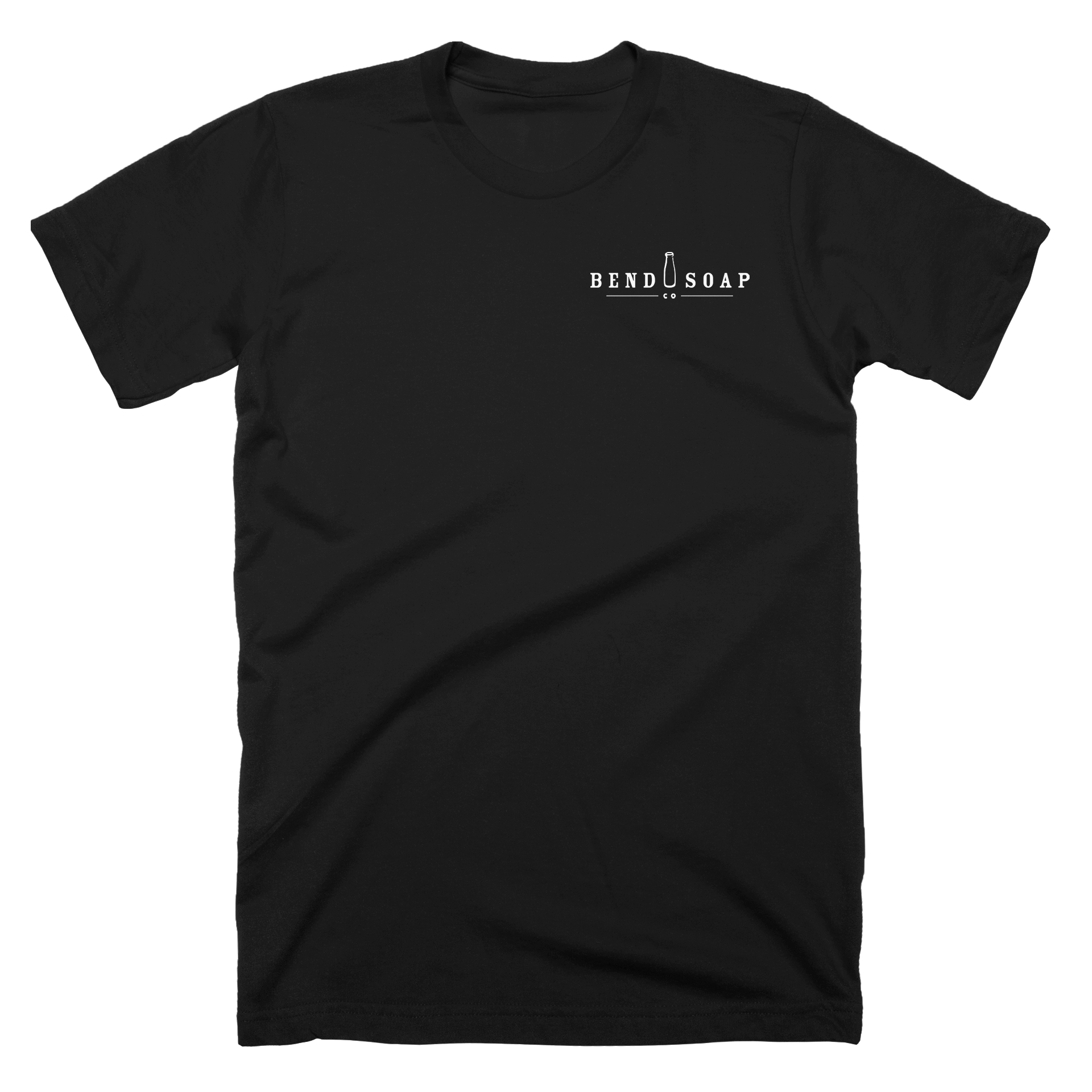 Front view of the Black Male Bend Soap Tee-shirt