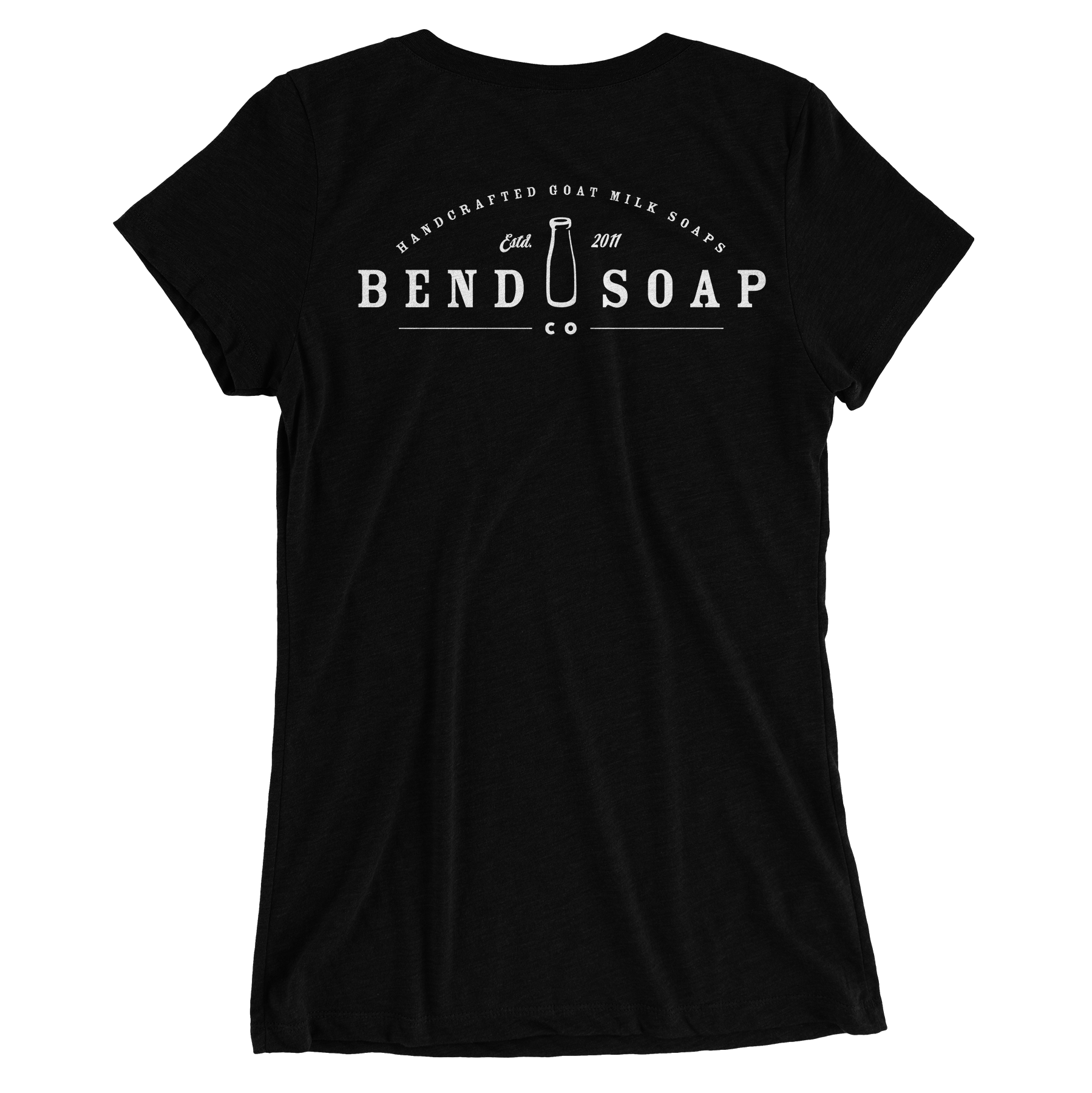 Back view of the Black Female Bend Soap Tee-shirt  