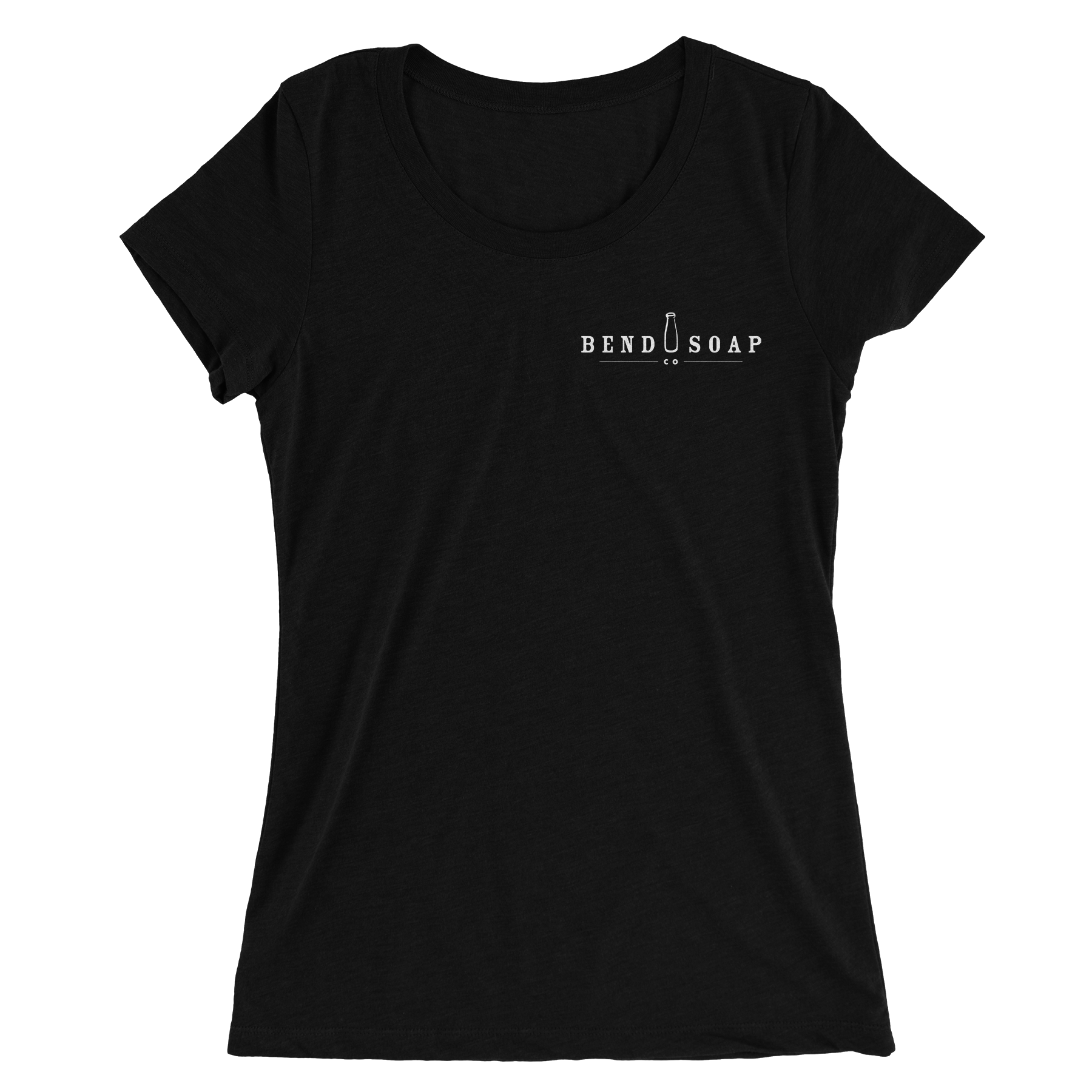 Front view of the Black Female Bend Soap Tee-shirt  